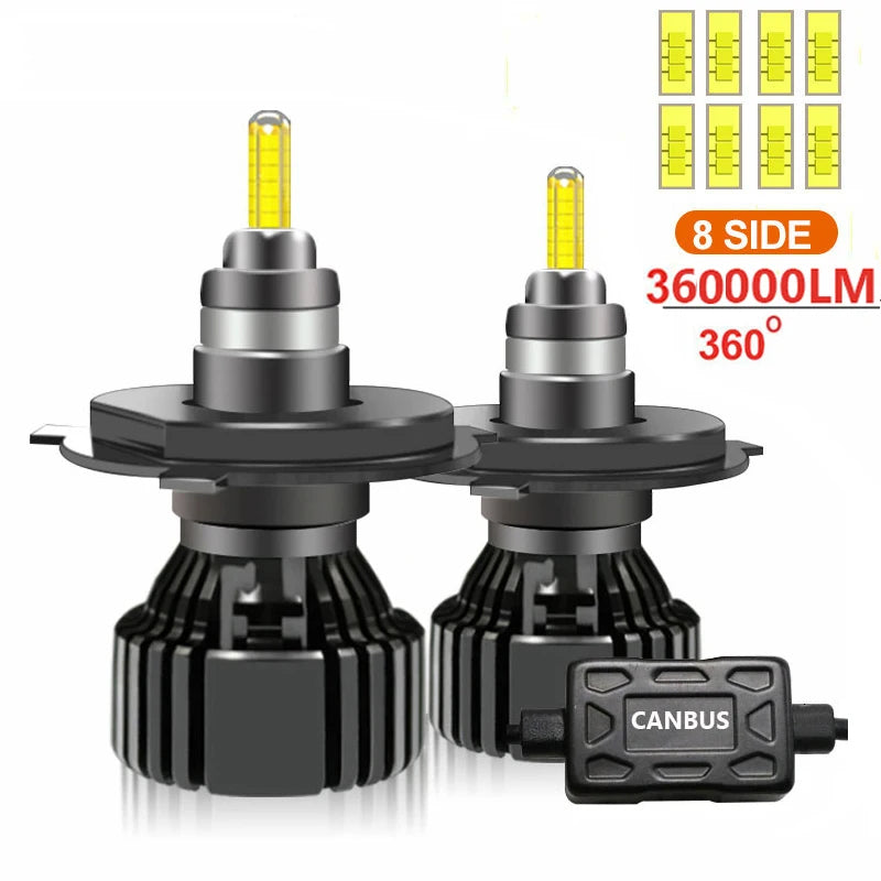 360 H4 H11 LED 360000LM 620W Canbus 9012 HIR2 H7 H1 H3 H8 D1S D2S HB3 9005 HB4 9006 Led Car Headlight 6000K Fog Lamp 12V