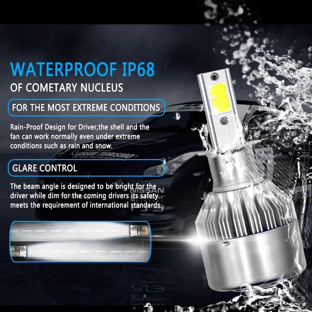 C6 H1 H3 Led Headlight Bulbs H7 LED Car Lights H4 LED 880 H11 HB3 9005 HB4 9006 H13 6000K 72W 8000LM Auto Headlamps