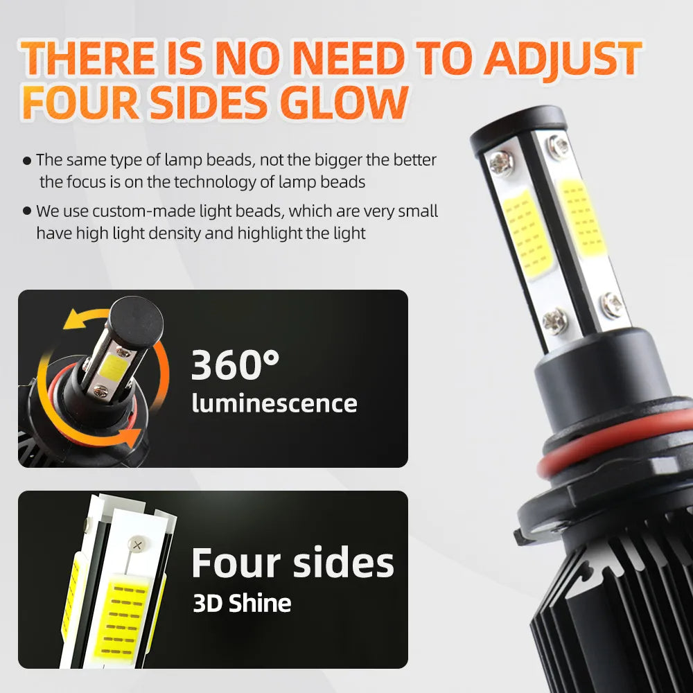 2pcs 360 Degree LED 140000LM H7 H11 LED Bulb H1 H3 H4 H8 H9 9005 HB3 9006 HB4 Auto Car Headlight 6000K Fog Light 12V