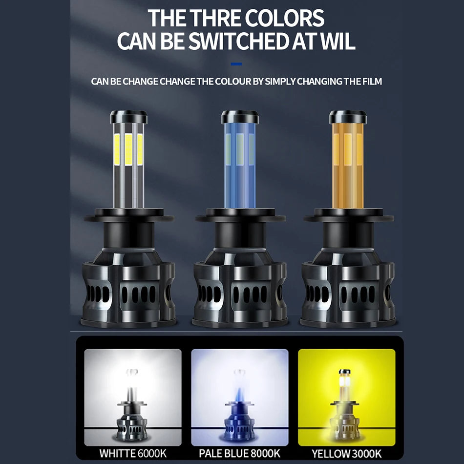 360 H7 LED Canbus 8 Sides Turbo H8 H11 9005 HIR2 HB3 HB4 LED 3D 80000LM 200W Headlight 3000K 6000K 8000K Auto Light