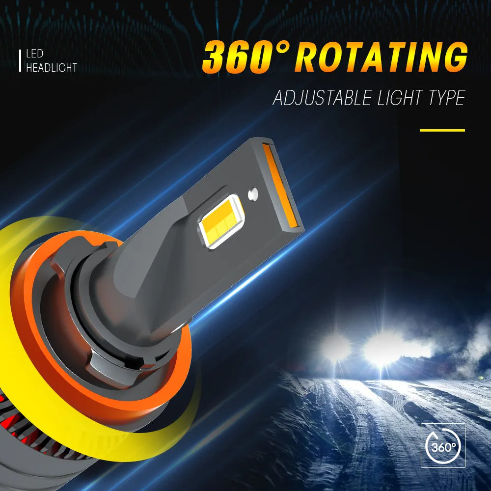 Dual-color H4 Led 80000LM Car Headlight Tri-color H7 H11 H8 9005 HB3 9006 H3 Led Bulb 6000K 3000K 4300K Fog Lamp 12V