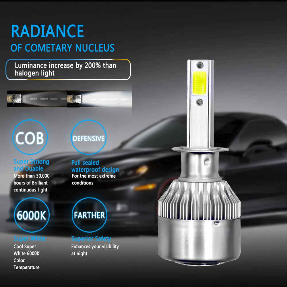 C6 H1 H3 Led Headlight Bulbs H7 LED Car Lights H4 LED 880 H11 HB3 9005 HB4 9006 H13 6000K 72W 8000LM Auto Headlamps