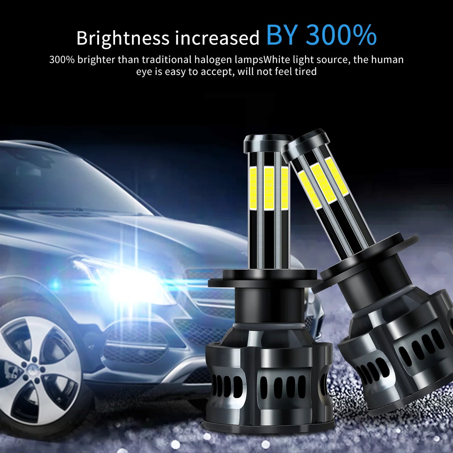 8 Sides Led 12V H8 H11 H7 LED 80000LM HB3 9005 HB4 H1 H3 H4 Led Headlight Bulb Canbus 200W 3D 360 degree Super Auto Lamp