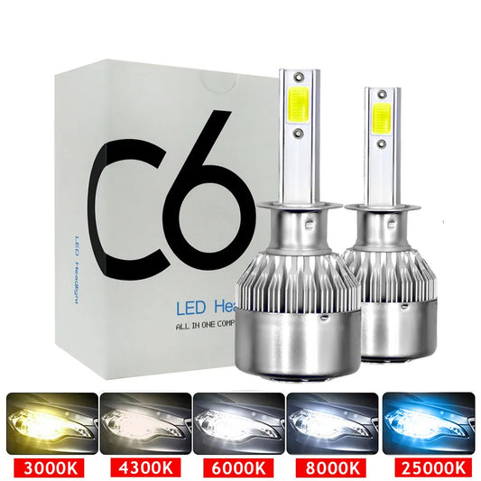 C6 H1 H3 Led Headlight Bulbs H7 LED Car Lights H4 LED 880 H11 HB3 9005 HB4 9006 H13 6000K 72W 8000LM Auto Headlamps