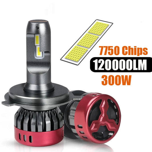 Auto Lamps LED Chip 120000LM 300W H1 H4 H7 H8 H11 9005 HB3 9006 HB4 Car Led Headlight Bulb Fog Light 6000K Conversion Kit