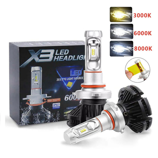 Car Light ZES H4 LED H7 H11 3000K 6000K 8000K HB3 9005 HB4 9006 Car LED Headlights Bulbs 50W 6000LM Headlamp Auto X3