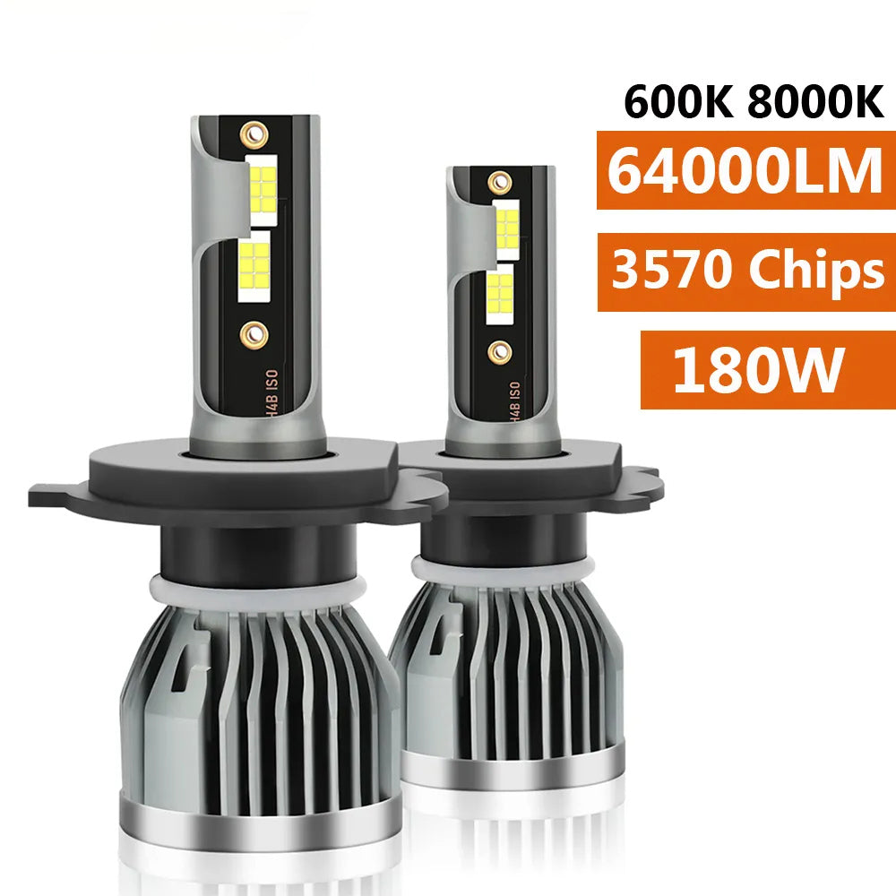 H4 LED Headlight H1 H7 H8 H9 H11 9005 HB3 9006 HB4 Car Led Lights 64000LM 180W 6500K CSP Chip Hight Low Beam Fog Lamp