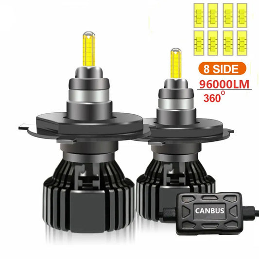 H11 LED 96000LM 120W Canbus 360 H4 9012 HIR2 H7 H1 H3 H8 D1S D2S HB3 9005 HB4 9006 Led Car Headlight 6000K Fog Lamp 12V