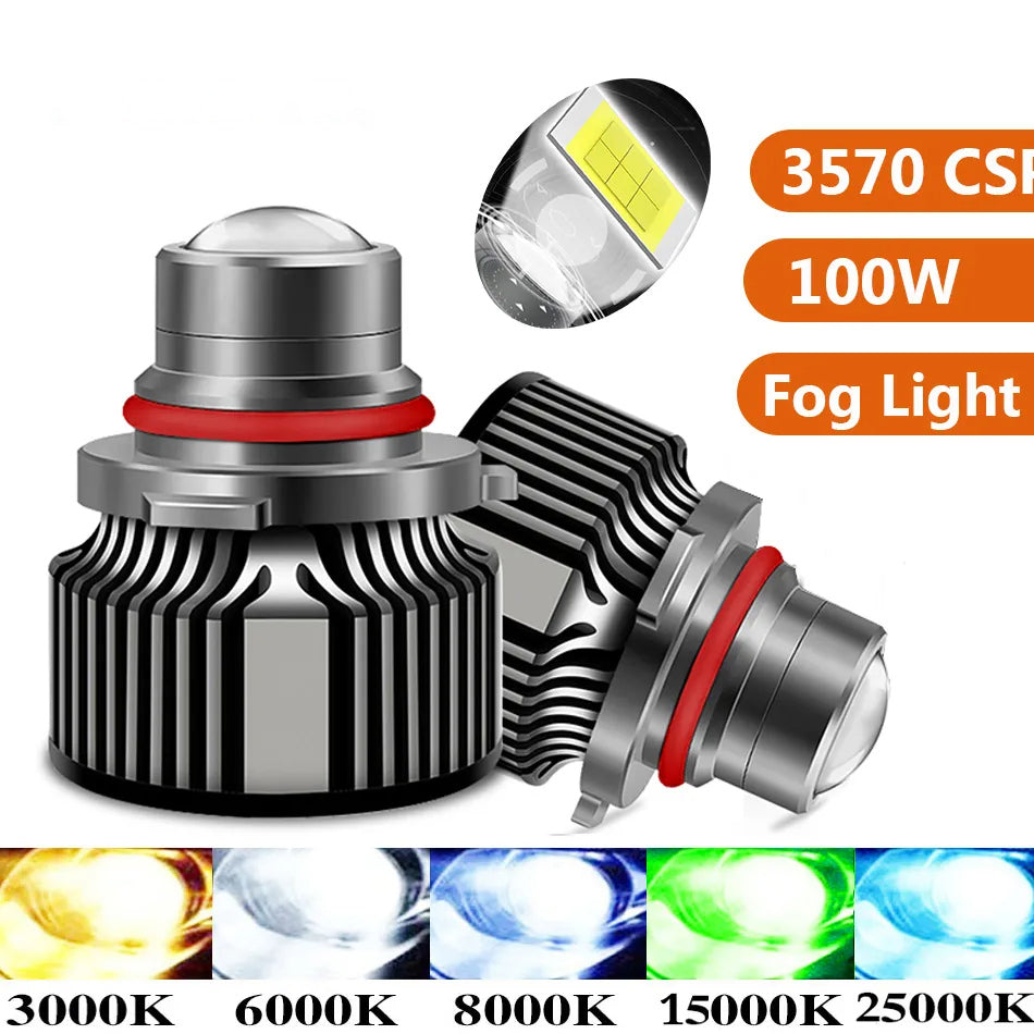 Laser Lens H7 H11 Led Fog Light Bulb H8 H9 9005 9006 HB3 9006 HB4 CSP 8000K 6000K 3000K Turbo Headlight Light For Car 12V