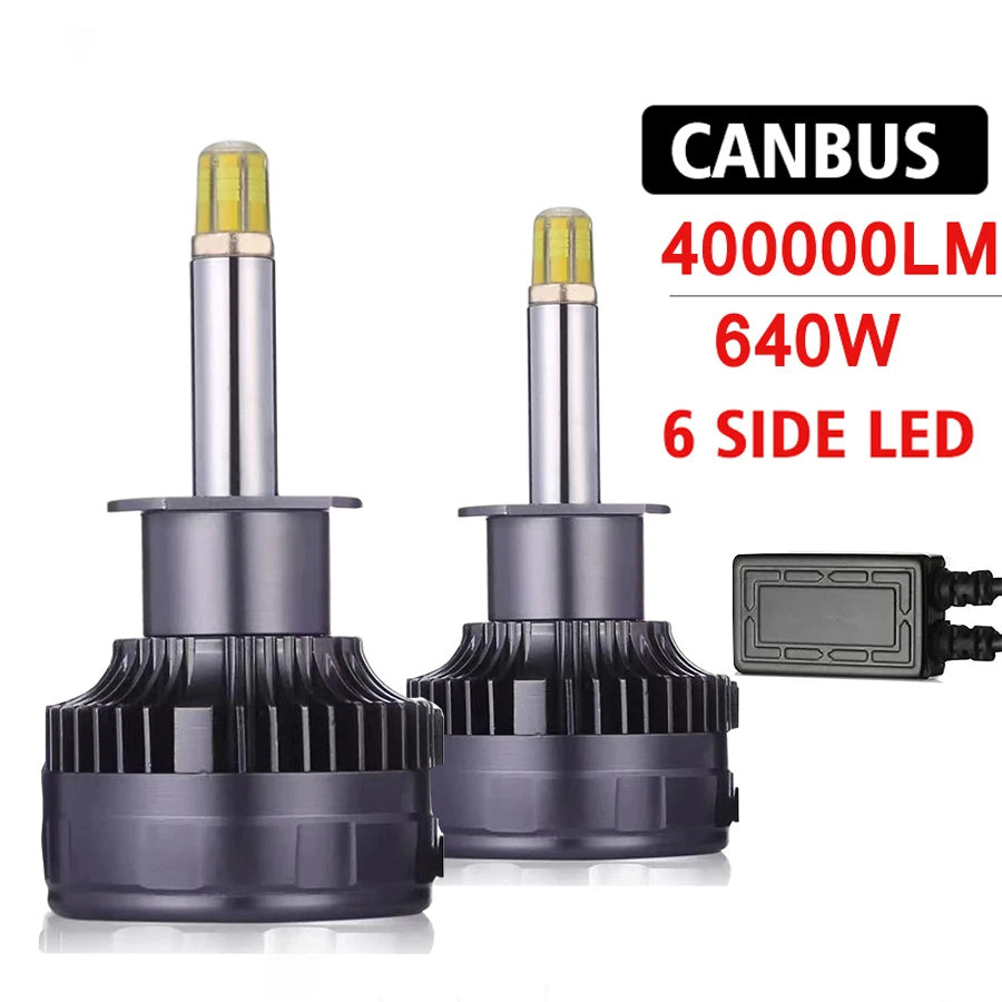 H7 LED Canbus 360 H1 400000LM 640W HB3 HB4 Turbo Bi Led Projector Lens H11 9005 Car Headlight Bulbs Auto Fog Lamps 6000K