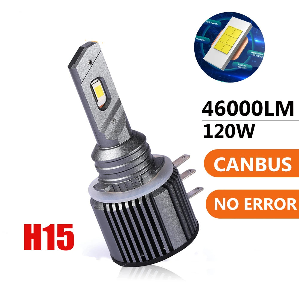 H15 LED High Beam Lamp 46000LM 120W Canbus No Error Car Daytime Running Lights For Audi Mercedes Benz BMW Volkswagen Golf