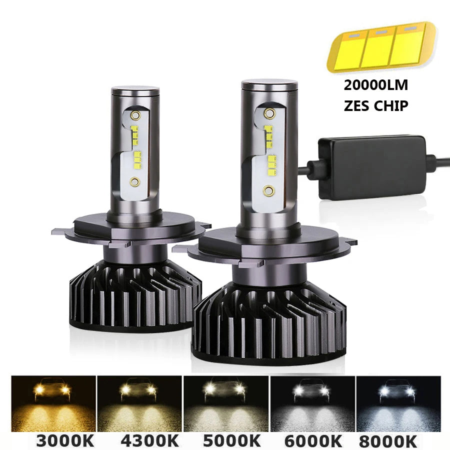 H7 LED H4 ZES 20000LM 80W Canbus H11 H8 H1 9005 HB3 9006 HB4 LED HB3 LED Headlight Bulb Led for Car Lights 6000K 12V