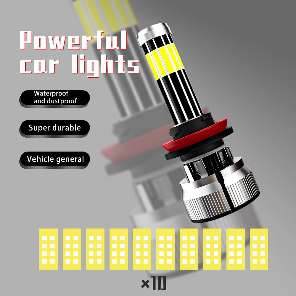 H7 LED Light 10 Sides H4 Led Lamps 200W 86000LM H11 H9 H8 Car Headlight 9005 HB3 9006 HB4 6000K Auto Bulbs 360 Degree 12V