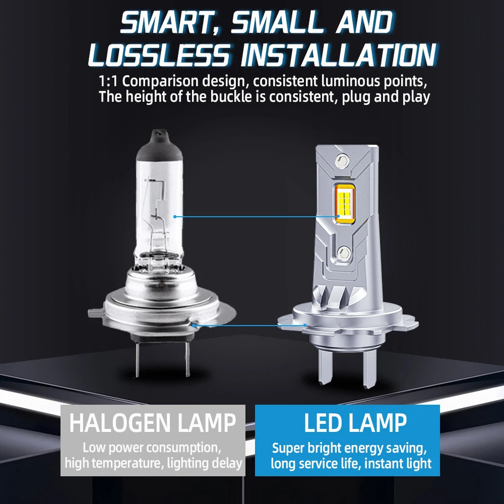 H7 LED H4 Headlight Bulbs H11 56000LM 80W H1 9005 HB3 9006 HB4 6000K LED Fanless Canbus CSP Chips 1:1 Size Fog Car Light