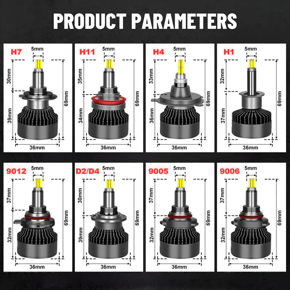 H4 H1 520000LM 800W Canbus Car Headlight Bulb 360 H7 LED HB3 HB4 9012 HIR2 D1S D2S Led H11 9006 9005 Fog Lamps 6000K 12V