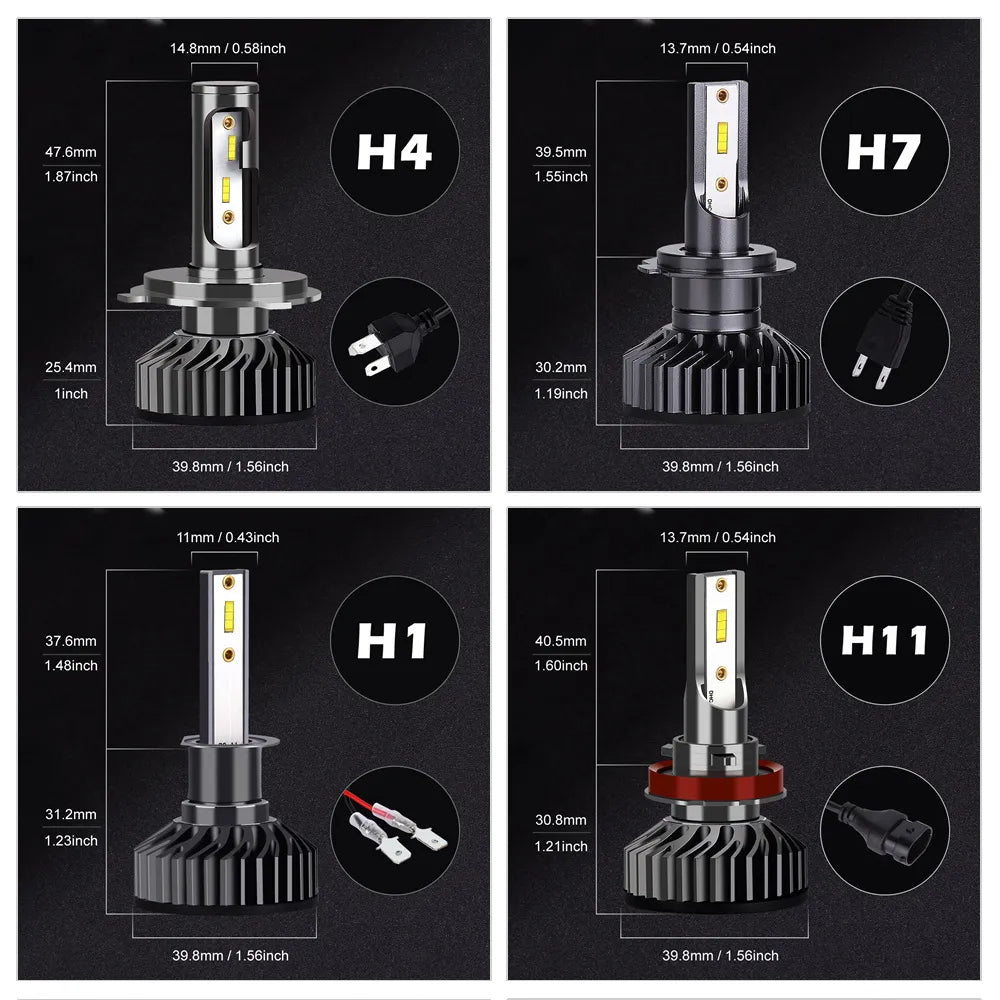 H7 H4 LED 220000LM 200W Canbus Headlight H1 H8 H9 H11 9005 9006 Hb3 Hb4 Led Bulb Lamp for Car 12V 24V Truck 4300K 6000K